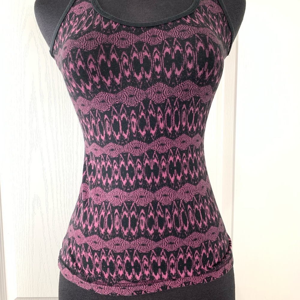 BIZA Bamboo Purple Black Racerback Yoga Tank Sz S
